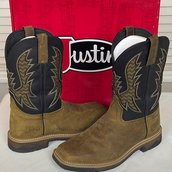 Justin Boots Other - Like New Justin Men’s Stampede Bolt Western Work Boots Square Toe Size 10D